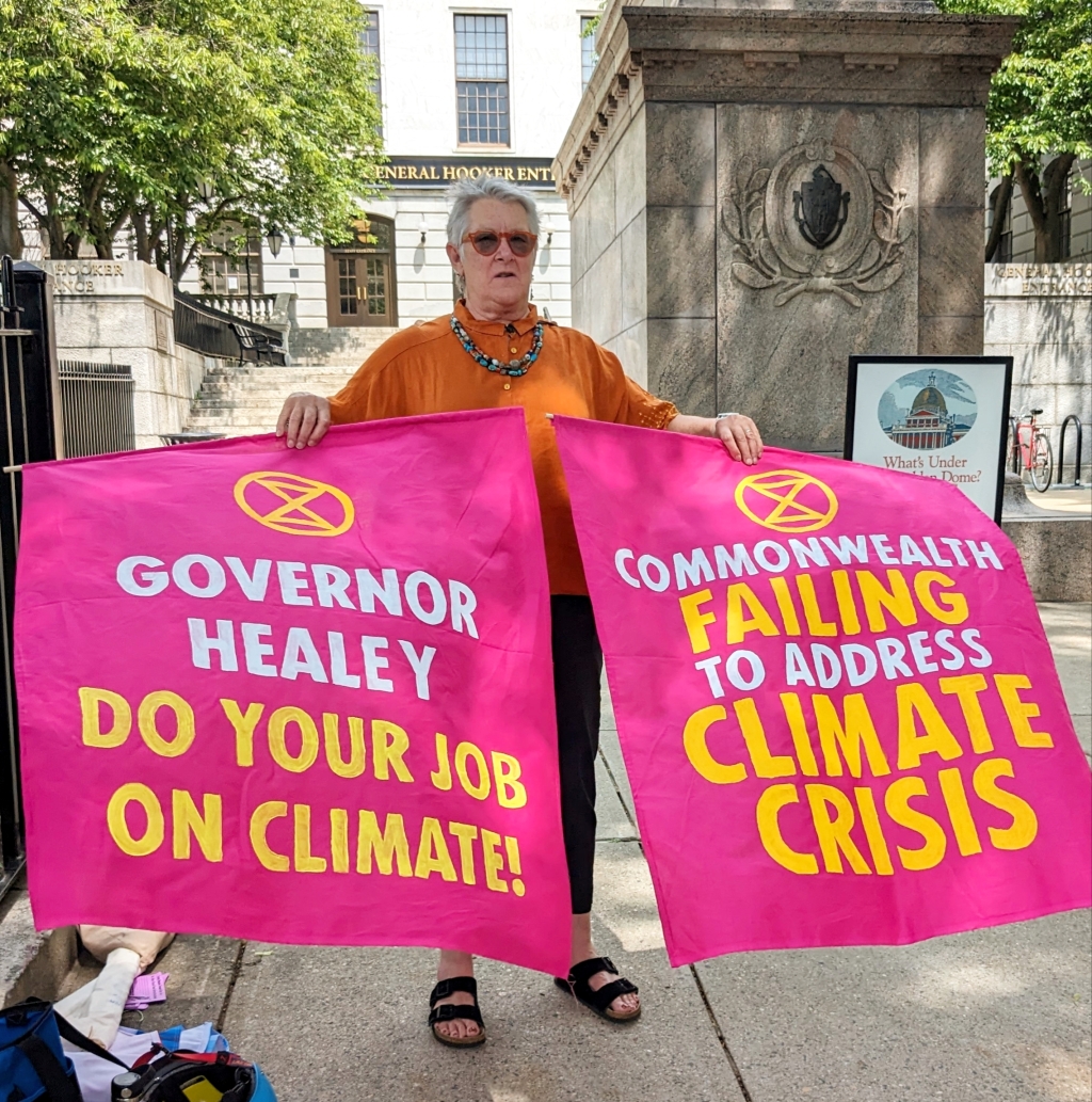 June 16th: Unveiling new banners that get right to the point: The Commonweath is Failing to Address the Climate Crisis. Governor Healey, Do Your Job on Climate!
