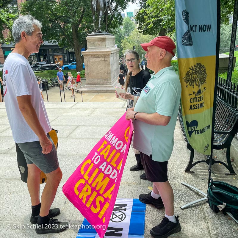 July 27th: On Day 2 of the heat wave, we stayed cool by envisioning the end of fossil fuels in MA. We sent a stack of postcards to Senate President Spilka reminding her that “the climate crisis is here now.”