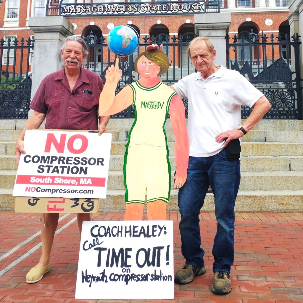 June 29th: FRACCS activists frequently take shifts outside the State House. They have been fighting the controversial gas compressor station under construction in Weymouth, MA for over eight years.